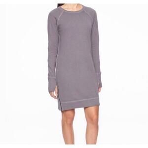 Athleta Eco Wash Size Zip Long Sleeve Thumbhole Sweatshirt Dress in Gray, Small